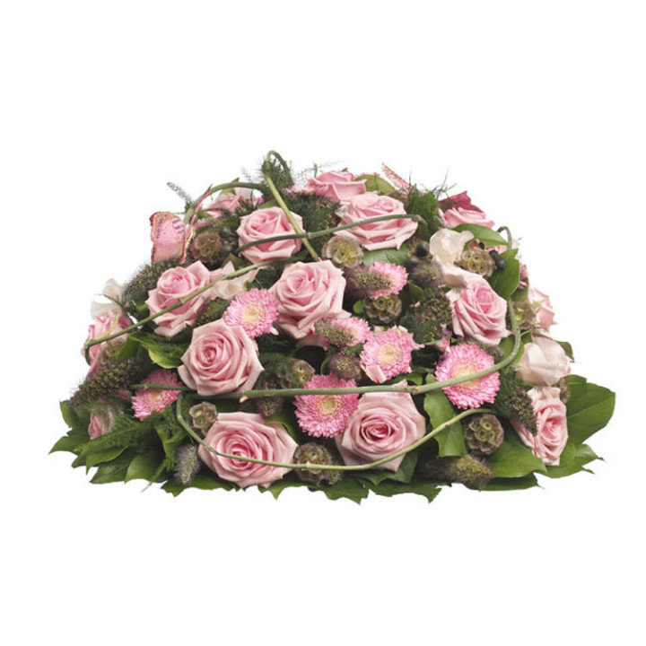 London -Coussin de deuil rose et vert.