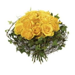 Lucie - Un bouquet rond de roses jaunes.