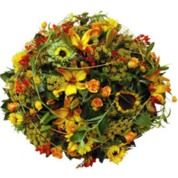 Bogota - Coussin jaune, orange et rouge.
