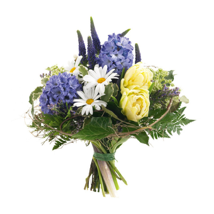 Ballerina - Un bouquet printanier aux tons de bleu et blanc.