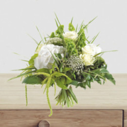 Elixir Blanc - Bouquet rond, blanc et vert.