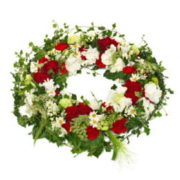 Johannesburg - Couronne de deuil blanche et rouge.