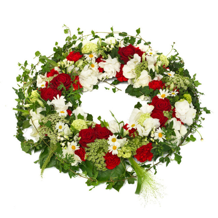 Johannesburg - Couronne de deuil blanche et rouge.