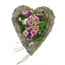 Durham - Cœur de deuil en bois et fleuri de roses