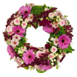 Birmingham - Couronne de deuil rose et verte.