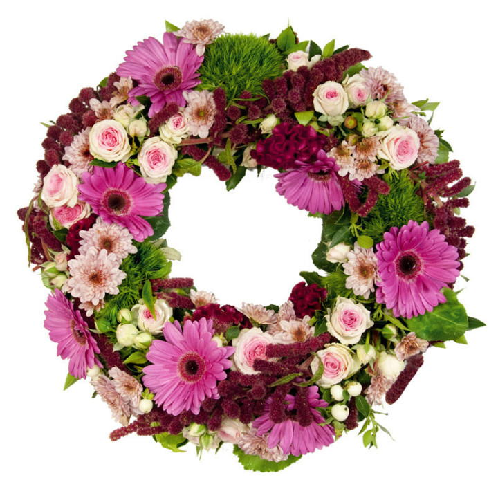 Birmingham - Couronne de deuil rose et verte.